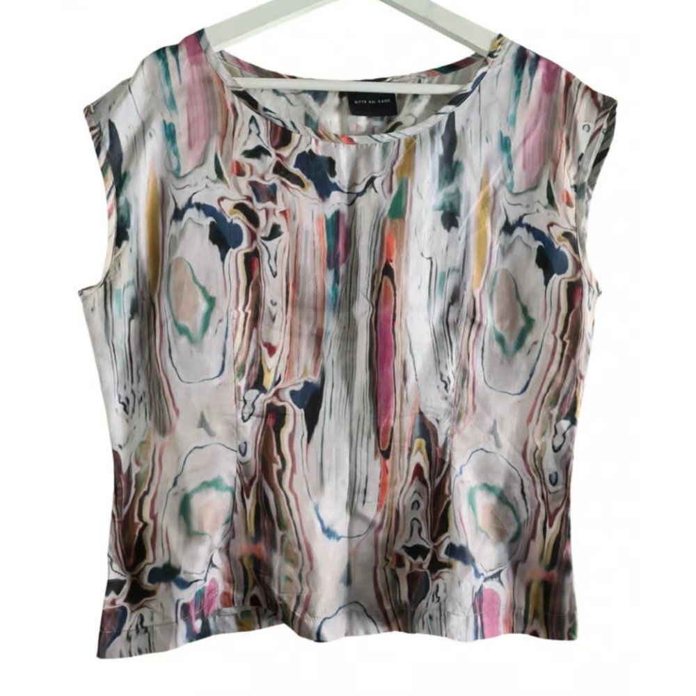 Bitte Kai Rand Cap Sleeve Silk Oil Slick Print Top Sweden